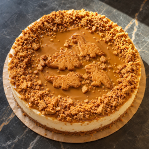 Tarta de queso de galleta dinosaurio